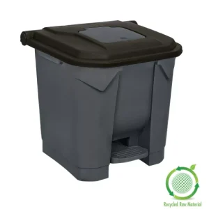 Szelektív hulladékgyűjtő konténer, műanyag, pedálos, antracit/fekete 30L
