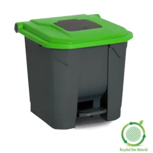 Szelektív hulladékgyűjtő konténer, műanyag, pedálos, antracit/zöld 30L