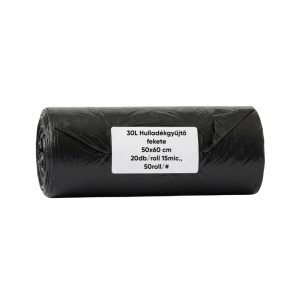 30L Hulladékgyűjtő fekete 50x60cm 20db/roll 15mic.50roll/#