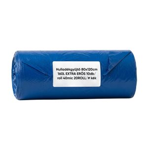 Hulladékgyűjtő 80x120cm 160L EXTRA ERŐS 10db/roll 40mic 20ROLL/# kék
